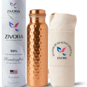 100% Pure Copper Water Bottle 34oz, Leak-Proof, Lab Tested